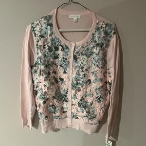 Charter club pink floral cardigan